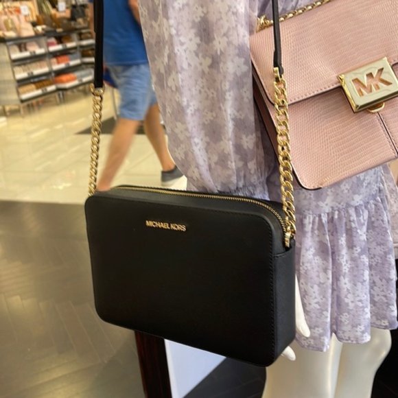 Michael Kors Jet Set Item Large East West Zip Crossbody Leather Black - Picture 16 of 16